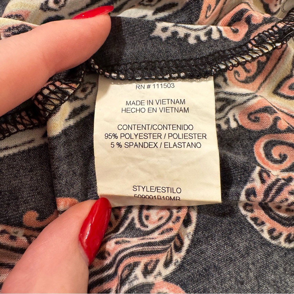 AUW Black Midi Dress with Peach Paisley Print - Picture 9 of 9